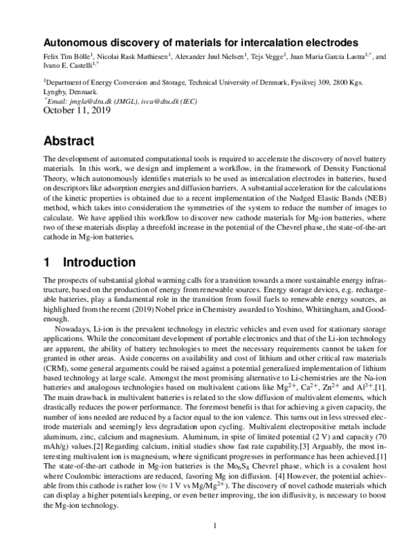 (PDF) Autonomous Discovery of Materials for Intercalation Electrodes