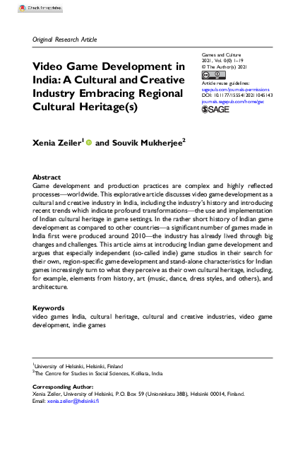 (PDF) Video Game Development in India: A Cultural and Creative Industry ...