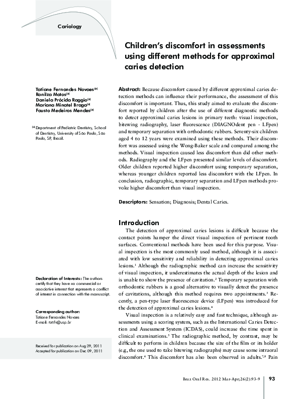 (PDF) Children's discomfort in assessments using different methods for ...