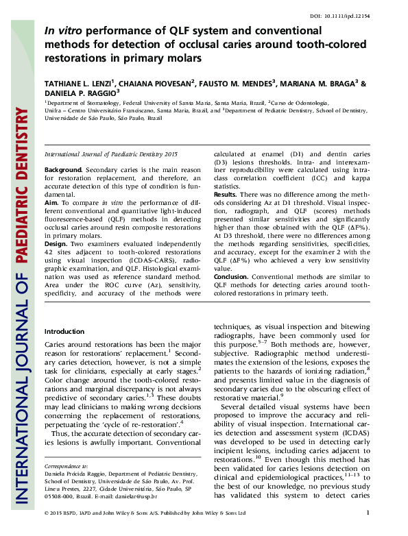 (PDF) In vitroperformance of QLF system and conventional methods for ...