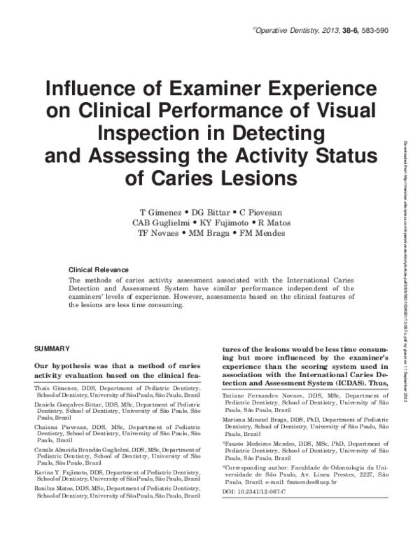 (PDF) Influence of Examiner Experience on Clinical Performance of ...