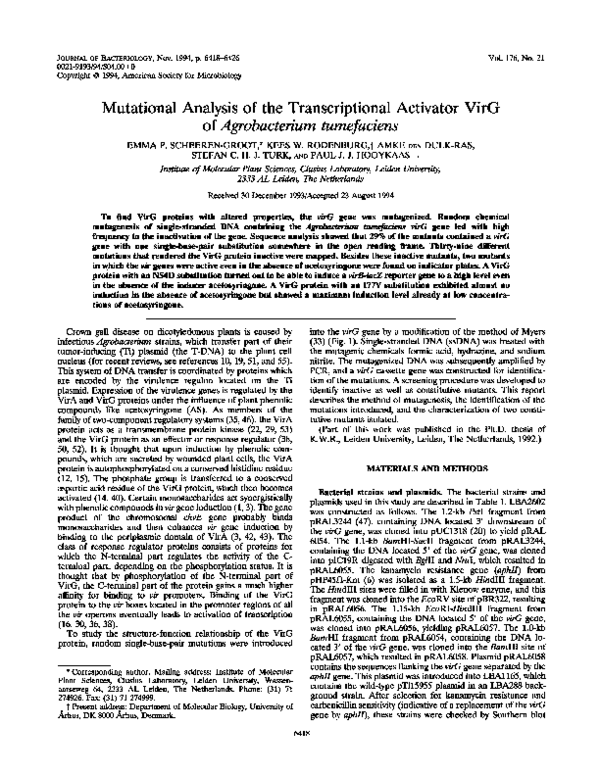 (PDF) Mutational Analysis oftheTranscriptional Activator VirG ...