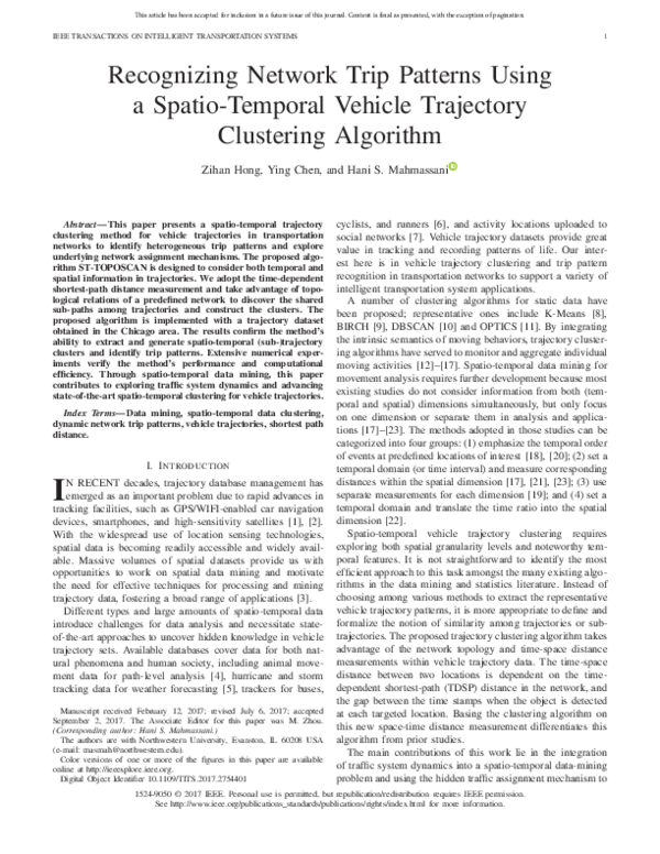 (PDF) Recognizing Network Trip Patterns Using a Spatio-Temporal Vehicle ...