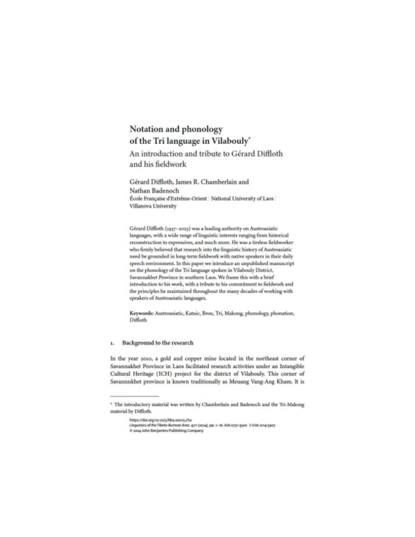 (PDF) Notation and Phonology of the Tri Language in Vilabouli