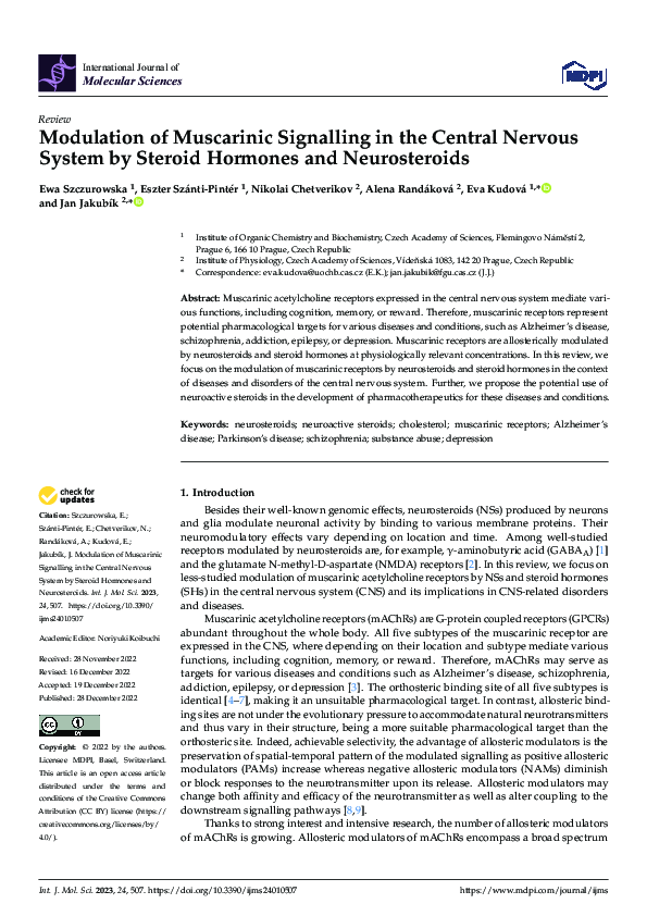 (PDF) Modulation of Muscarinic Signalling in the Central Nervous System ...