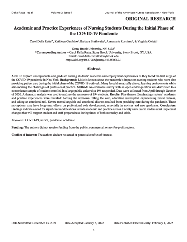 (PDF) Academic and Practice Experiences of Nursing Students During the ...