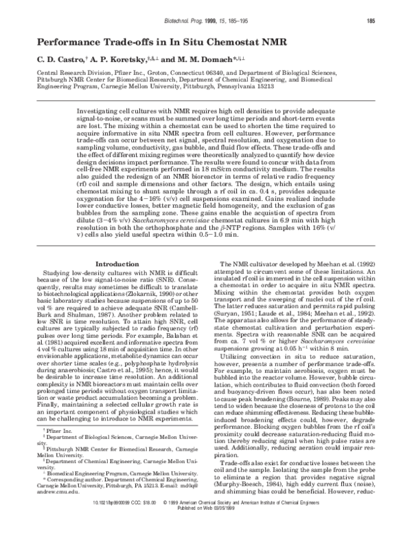 (PDF) Performance Trade-offs in In Situ Chemostat NMR