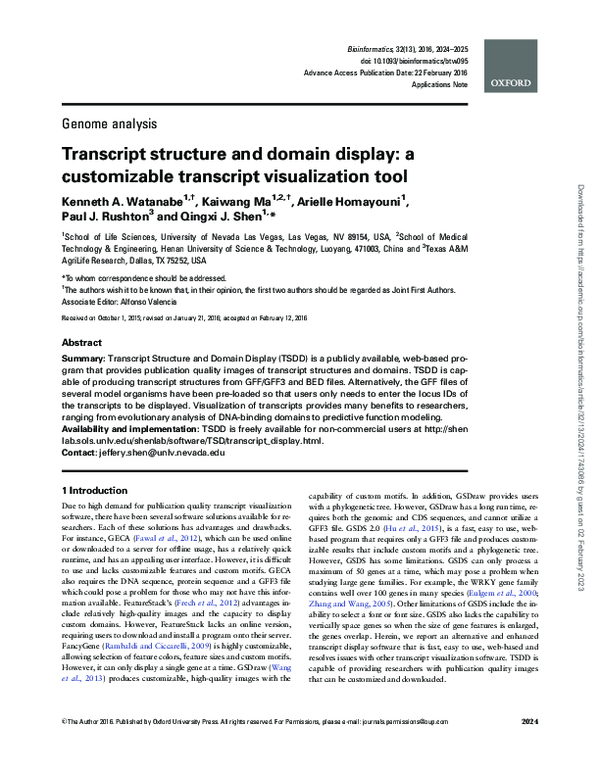 (PDF) Transcript structure and domain display: a customizable ...