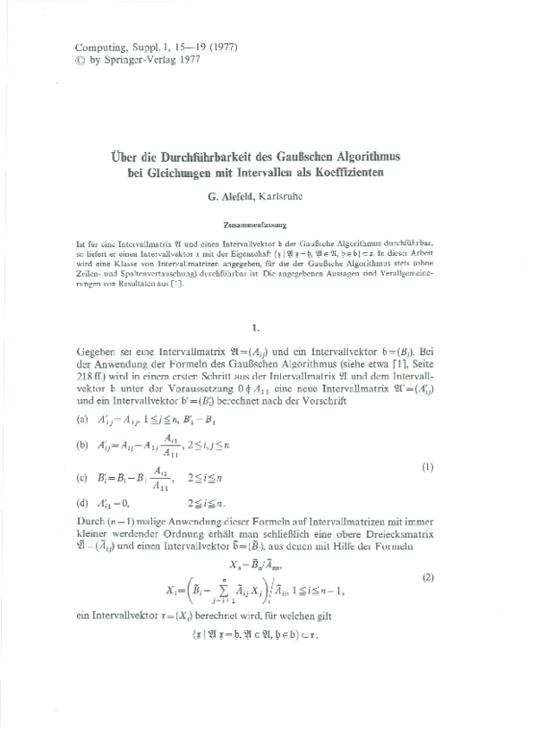 (PDF) Über die Durchführbarkeit des Gaußschen Algorithmus bei ...