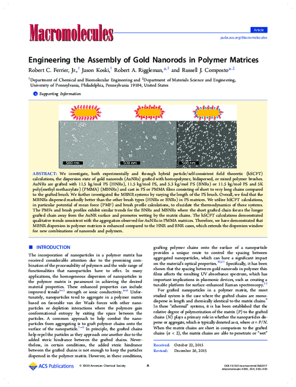(PDF) Engineering the Assembly of Gold Nanorods in Polymer Matrices