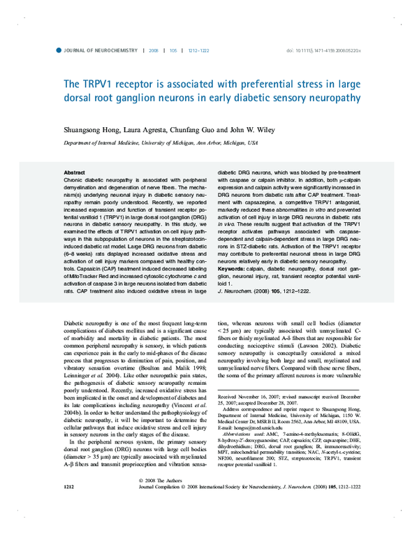 (PDF) The TRPV1 receptor is associated with preferential stress in ...