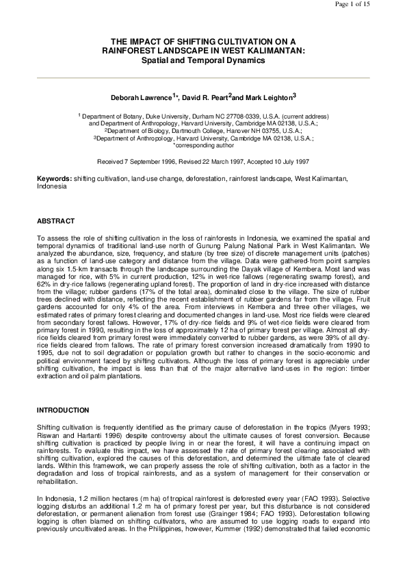 (PDF) The impact of shifting cultivation on a rainforest landscape in ...