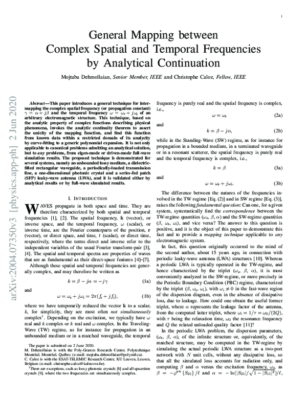 (PDF) General Mapping Between Complex Spatial and Temporal Frequencies ...