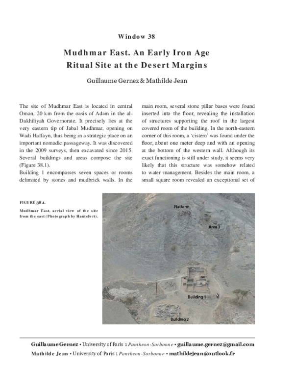 (PDF) Mudhmar East. An Early Iron Age Ritual Site at the Desert Margins