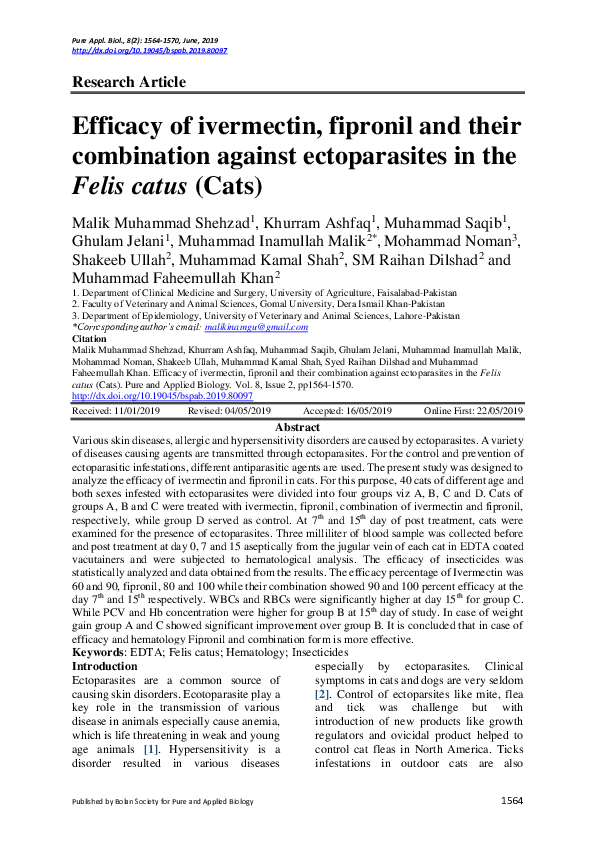 Picture of (PDF) Efficacy of ivermectin, fipronil and their combination against ...