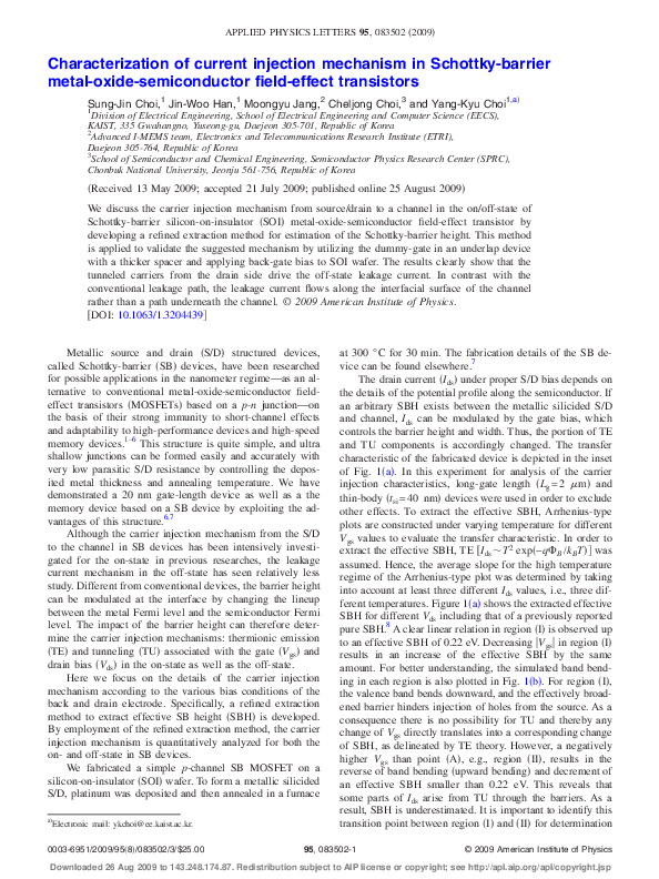(PDF) Characterization of current injection mechanism in Schottky ...