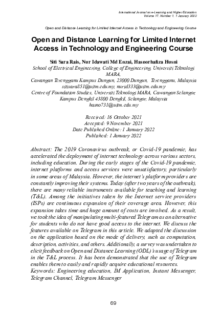 (PDF) Open and distance learning for limited internet access in ...