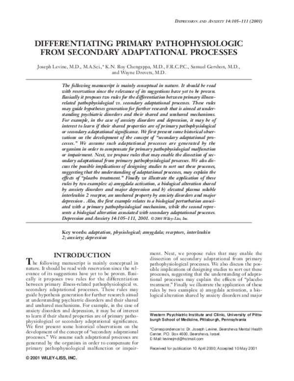 (PDF) Differentiating primary pathophysiologic from secondary ...