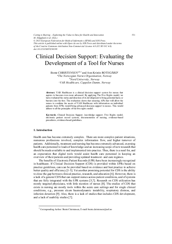 (PDF) Clinical Decision Support: Evaluating the Development of a Tool ...