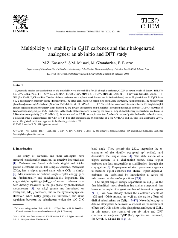 (PDF) Multiplicity vs. stability in C2HP carbenes and their halogenated ...