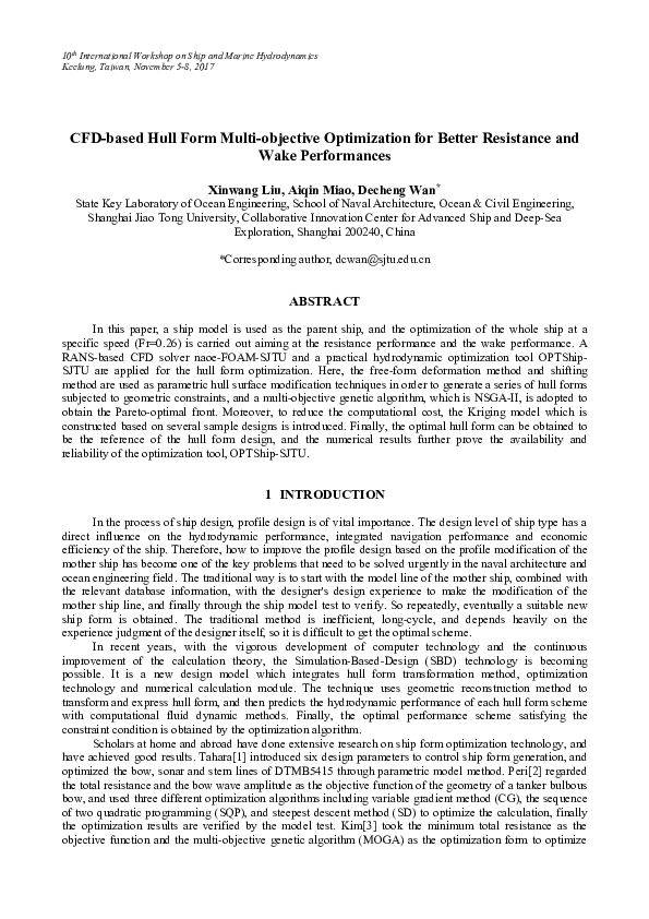 (PDF) CFD-based Hull Form Multi-objective Optimization for Better ...