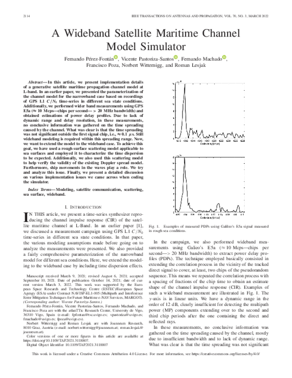(PDF) A Wideband Satellite Maritime Channel Model Simulator