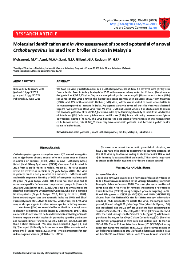 (PDF) Molecular identification and in vitro assessment of zoonotic ...