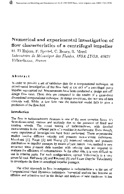 (PDF) Numerical And Experimental Investigation Of Flow Characteristics ...
