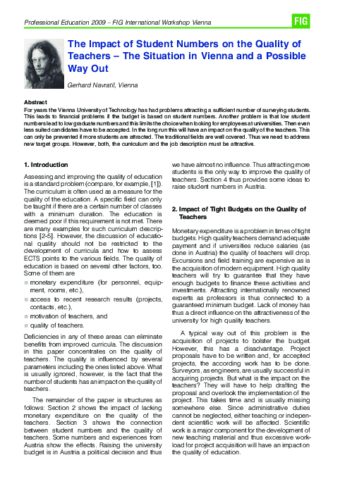 (PDF) The Impact of Student Numbers on the Quality of Teachers - The ...
