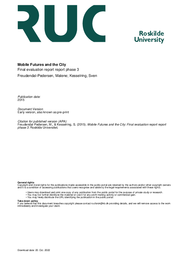 (PDF) Mobile Futures and the City: Final evaluation report report phase 3