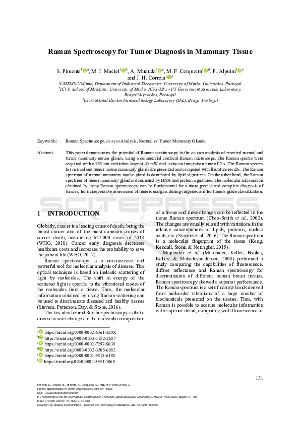 (PDF) Raman Spectroscopy for Tumor Diagnosis in Mammary Tissue