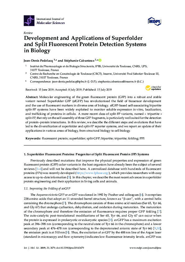 (PDF) Development and Applications of Superfolder and Split Fluorescent ...