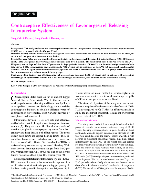 (PDF) Contraceptive Effectiveness of Levonorgestrel Releasing ...