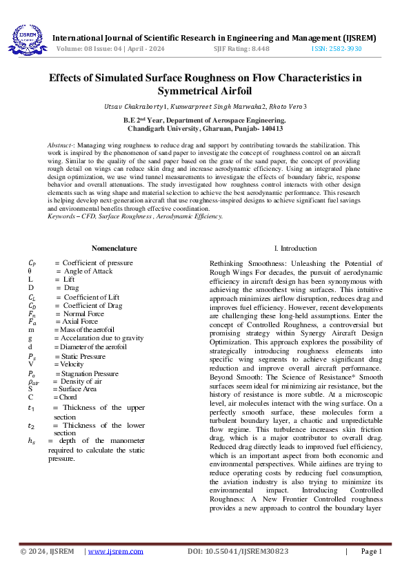 (PDF) Effects of Simulated Surface Roughness on Flow Characteristics in ...