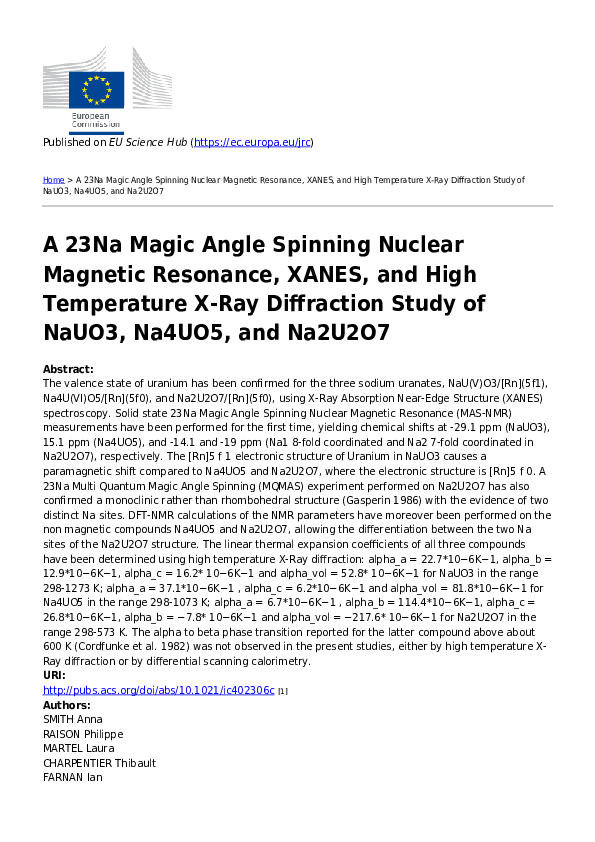 (PDF) A 23Na Magic Angle Spinning Nuclear Magnetic Resonance, XANES ...