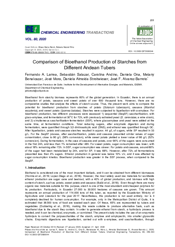 (PDF) Comparison of Bioethanol Production of Starches from Different ...