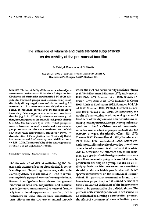 (PDF) The influence of vitamins and trace element supplements on the ...