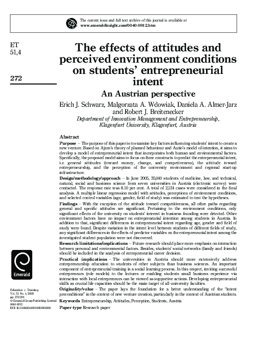 (PDF) The effects of attitudes and perceived environment conditions on ...