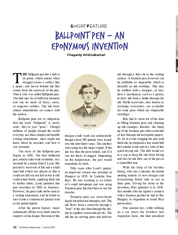 (PDF) Ballpoint Pen — An Eponymous Invention