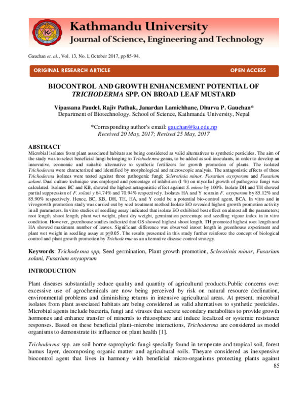 (PDF) Biocontrol and growth enhancement potential of two endophytic ...