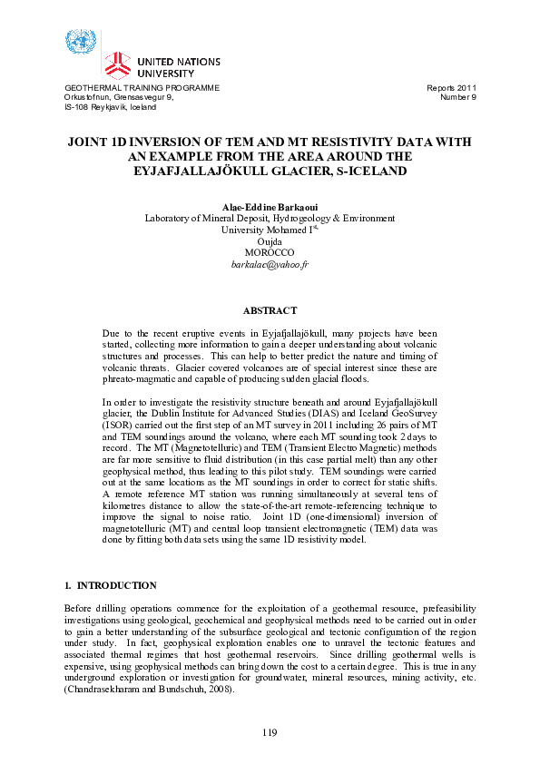 (PDF) Joint 1D Inversion of Tem and MT Resistivity Data with an Example ...