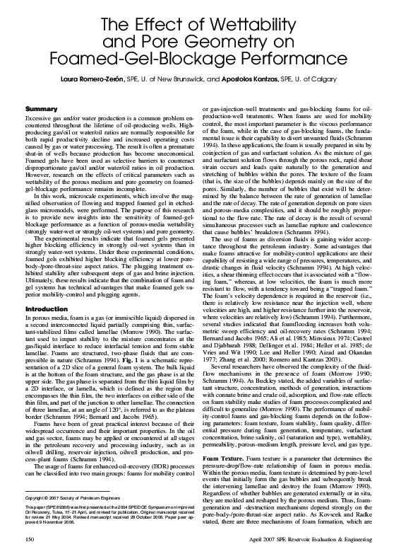 (PDF) The Effect of Wettability and Pore Geometry on Foamed-Gel ...