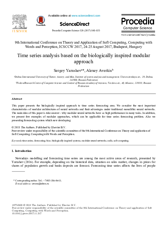 (PDF) Time series analysis based on the biologically inspired modular ...