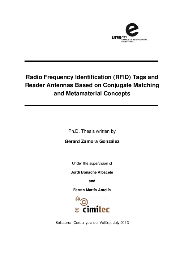 (PDF) Radio Frequency Identification (RFID) Tags and Reader Antennas ...