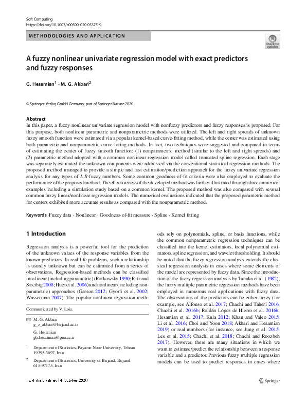 (PDF) A fuzzy nonlinear univariate regression model with exact ...