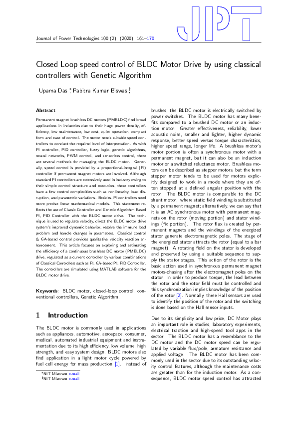 (PDF) Closed Loop speed control of BLDC Motor Drive by using classical ...