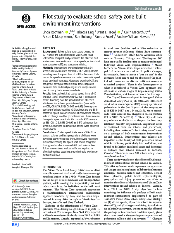 (PDF) Pilot study to evaluate school safety zone built environment ...