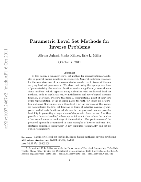 (PDF) Parametric Level Set Methods for Inverse Problems