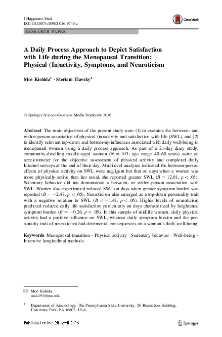 (PDF) A Daily Process Approach to Depict Satisfaction with Life during ...