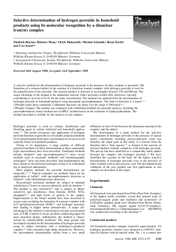 (PDF) Selective determination of hydrogen peroxide in household ...